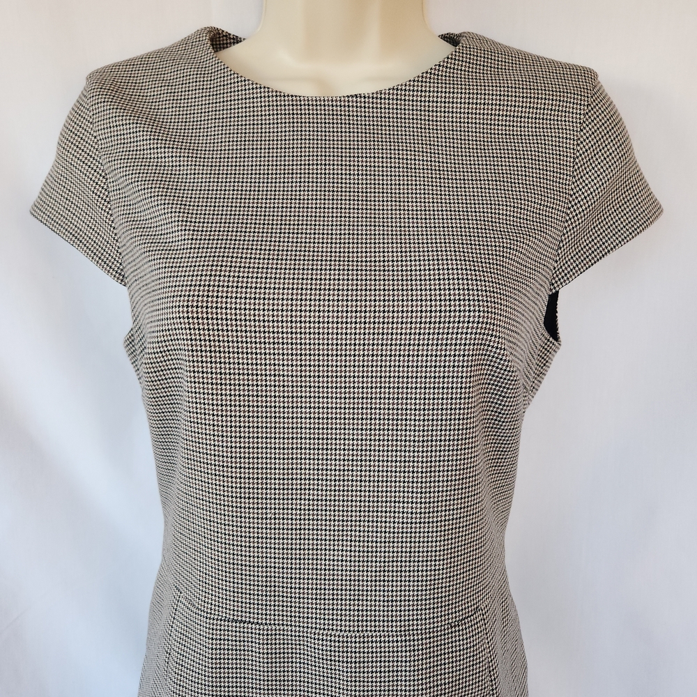 H&M Houndstooth Mini Lined Sheath Dress | Tailored French Chic | Versitile Small - Picture 3 of 11